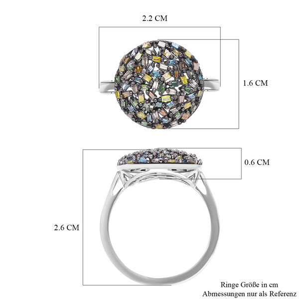 Mehrfarbiger Diamant-Ring, 925 Silber platiniert (Größe 16.00) ca. 0.50 ct image number 6