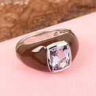 Rosa Amethyst und Emailliert Solitär Ring 925 Silber Platin-Überzug image number 1