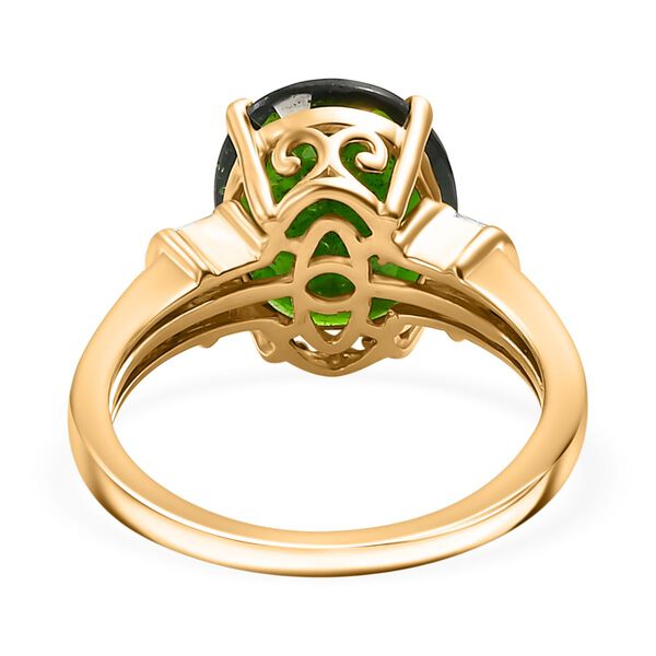 AAA Nat&uuml;rlicher Chromdiopsid und Diamant Ring in 585 Gold - 5,29 ct. image number 6