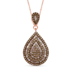 Natürlicher Champagner Diamant-Anhänger mit 45+5cm Kette - 1 ct.