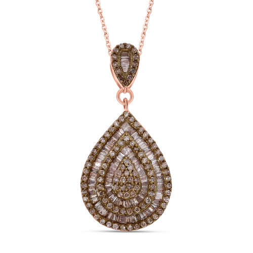 Natürlicher Champagner Diamant-Anhänger mit 45+5cm Kette - 1 ct. image number 0