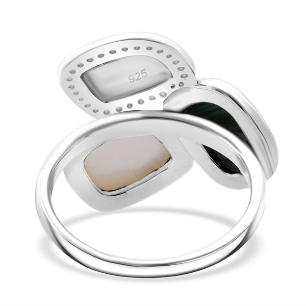 Malachit, Perlmutt und wei&szlig;er Zirkonia Ring image number 5