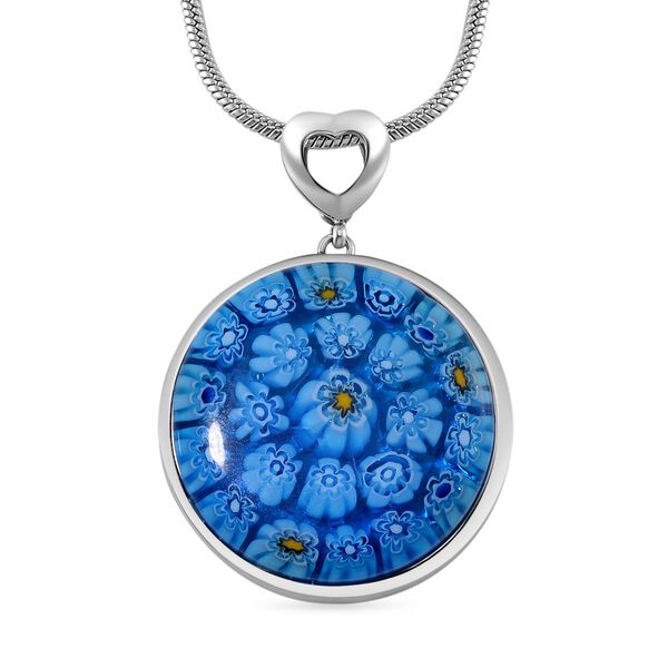 Blauer Anh&auml;nger im Murano-Stil mit Kette, 60-71cm