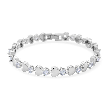 Wei&szlig;er Kristall Armband ca. 19 cm, silberfarben