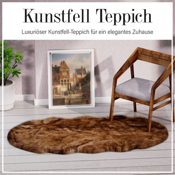 Kunstfell Teppich, braun image number 5