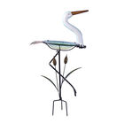 Garten Kranich Vogeltränke mit Solarleuchten, Größe: 46x21,5x81 cm, Mehrfarbig