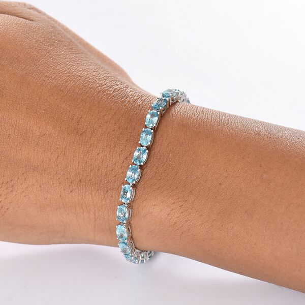 D'Joy Blauer Zirkon Armband ca. 20 cm 925 Silber rhodiniert ca. 25,79 ct. image number 3