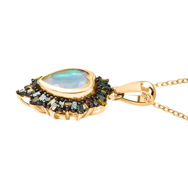 D'Joy &auml;thiopischer Welo Opal und blauer Diamant Ring und Anh&auml;nger mit 50cm Kette image number 6