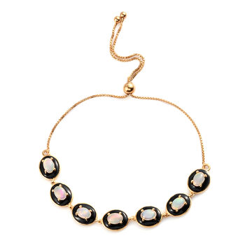 Nat&uuml;rlicher &Auml;thiopischer Opal Bolo Armband ca. 16-26 cm 925 Silber vergoldet ca. 1,99 ct