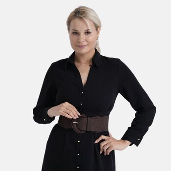 Elastischer Tailleng&uuml;rtel mit runder Rundschnalle, Einheitsgr&ouml;&szlig;e, Braun