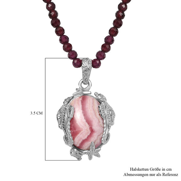 AA Rhodochrosit und Rhodolith Granat Anh&auml;nger mit 45cm Kette - 82 ct. image number 6