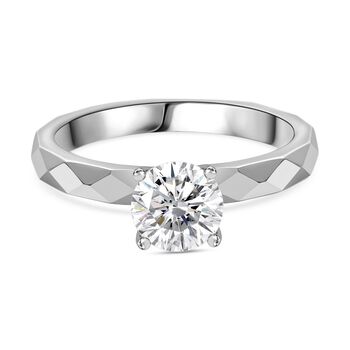 Moissanit Ring 925 Silber platiniert (Gr&ouml;&szlig;e 17.00) ca. 0.90 ct