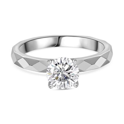 Moissanit Ring 925 Silber platiniert (Gr&ouml;&szlig;e 17.00) ca. 0.90 ct