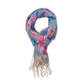 100% Merino Woll-Schal mit Quasten, 70x180cm, Mehrfarbig