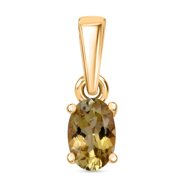 D'Joy Nat&uuml;rlicher goldener Tansanit Anh&auml;nger 925 Silber vergoldet ca. 0,48 ct.