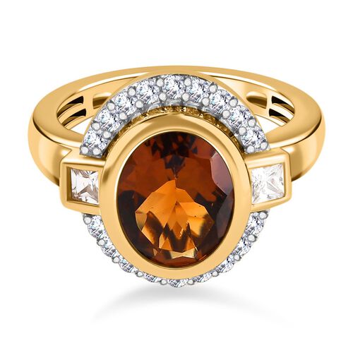 Madeira Citrin und Zirkon Ring 925 Silber vergoldet  ca. 2,93 ct image number 0