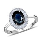 RHAPSODY - AAAA natürlicher Australischer blauer Saphir, Weißer Diamant Ring, 950 Platin, (Größe 16.00), ca. 1.60 ct image number 3