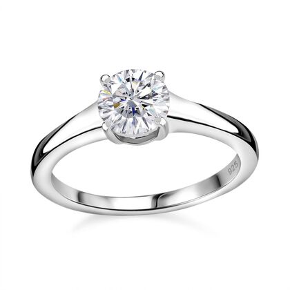 Moissanit Ring 925 Silber rhodiniert (Gr&ouml;&szlig;e 19.00) ca. 0,75 ct