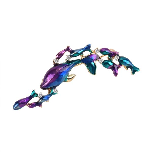 Wei&szlig;er Kristall Brosche emailliert image number 4