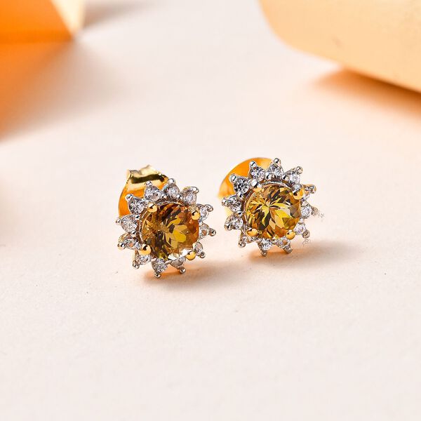 AA nat&uuml;rliche, goldene Tansanit und Zirkon-Ohrringe - 1,09 ct. image number 2