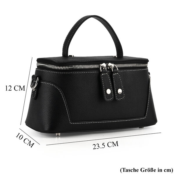 Echtleder City Crossbody-Tasche mit Tragegriff, Schwarz, 23.5x12x10 cm image number 8