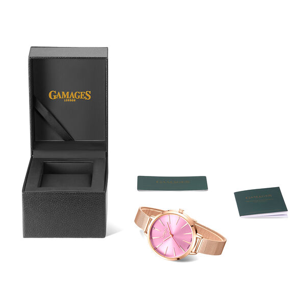 Gamages Of London Spectacle Schweizer Uhrwerk Diamant Set Damenuhr -  rosa image number 4