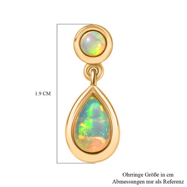 AA Natürlicher, äthiopischer Welo Opal Ohrringe 925 Silber 750 Gelbgold Vermeil ca. 1,33 ct. image number 5