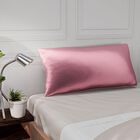 Serenity Night - Premium Collection - 1 Kissen mit 1 Kissenbezug aus 100% Maulbeerseide, mit Paspelierung, Perlmuttknöpfen und Federfüllung, 40 x 80 cm, Altrosa