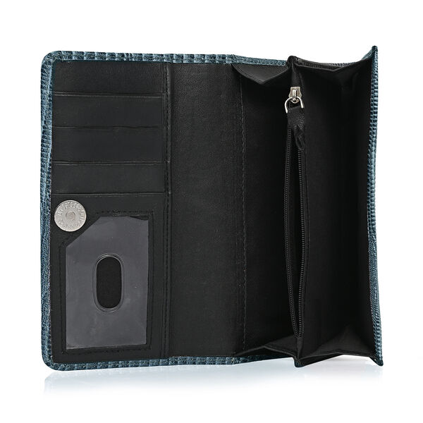 LA MAREY Geldb&ouml;rse aus Leder mit RFID Schutz und Eidechsen Pr&auml;gung, 18,4 x 10,2 cm, Hellblau image number 8