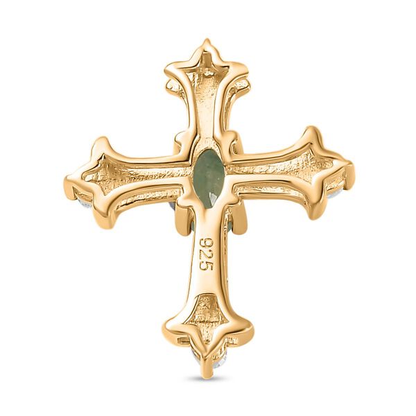 AA Smaragd und Moissanit Kreuz Anhänger - 0,34 ct. image number 5