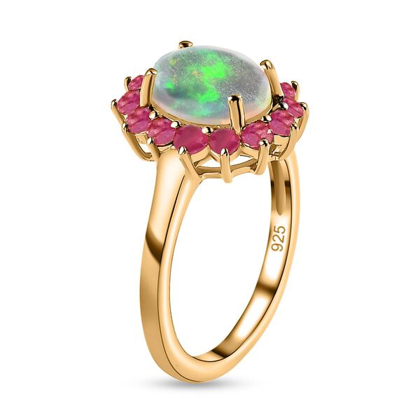 Nat&uuml;rlicher, &auml;thiopischer Welo Opal und afrikanischer Rubin-Ring - 1,90 ct. image number 6
