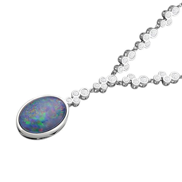 Boulder Opal Triplett und Zirkon Halskette, 45 cm - 8,29 ct. image number 6