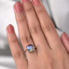 LUSTRO STELLA Österreichischer Paradise Shine Kristall Solitär Ring 925 Silber Platin-Überzug image number 2