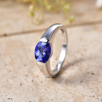 D'Joy AA Tansanit Ring 925 Silber Rhodiniert (Gr&ouml;&szlig;e 19.00) ca. 1,65 ct