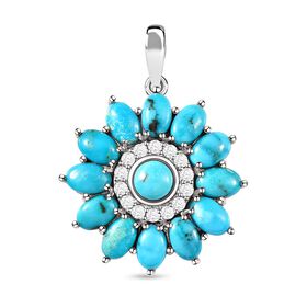 Sierra Nevada Türkis und floraler Zirkon-Anhänger - 6,74 ct.