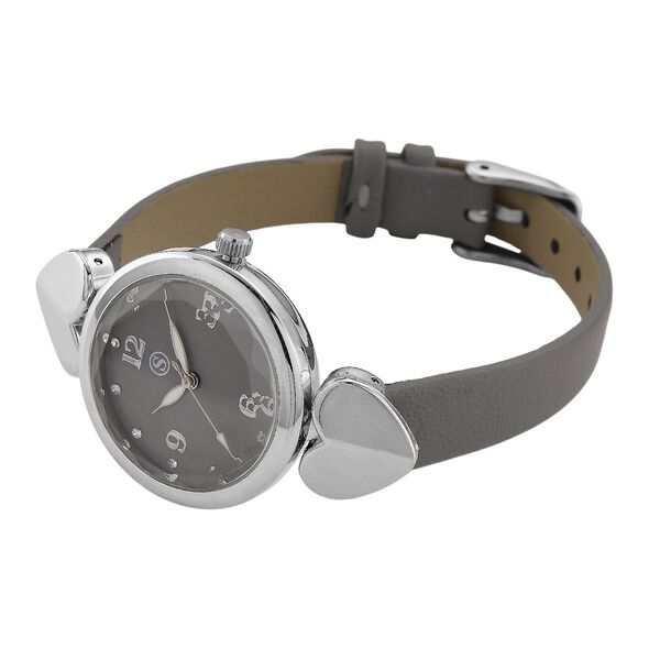 STRADA Uhr mit PC21S Japan-Uhrwerk, Edelstahl-Mesh-Armband, Graufarben mit Kristallzifferblatt,, Grau image number 5