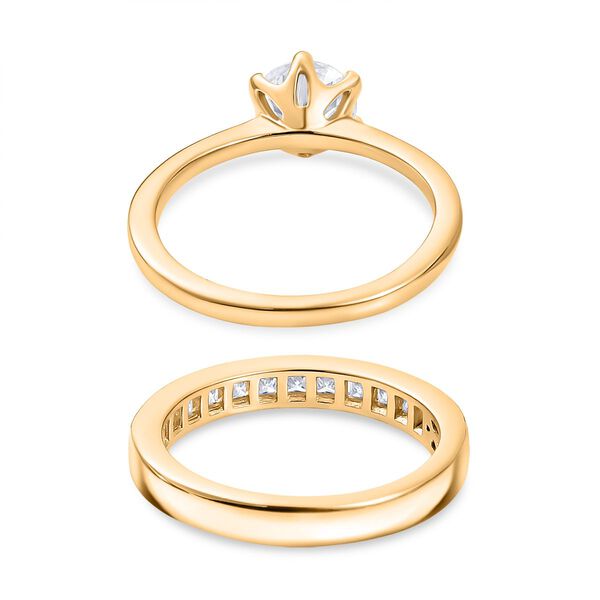 2er Set - D'joy Moissanit Ring, 925 Silber 750 Gelbgold Vermeil (Gr&ouml;&szlig;e 18.00), ca. 1.55 ct image number 6