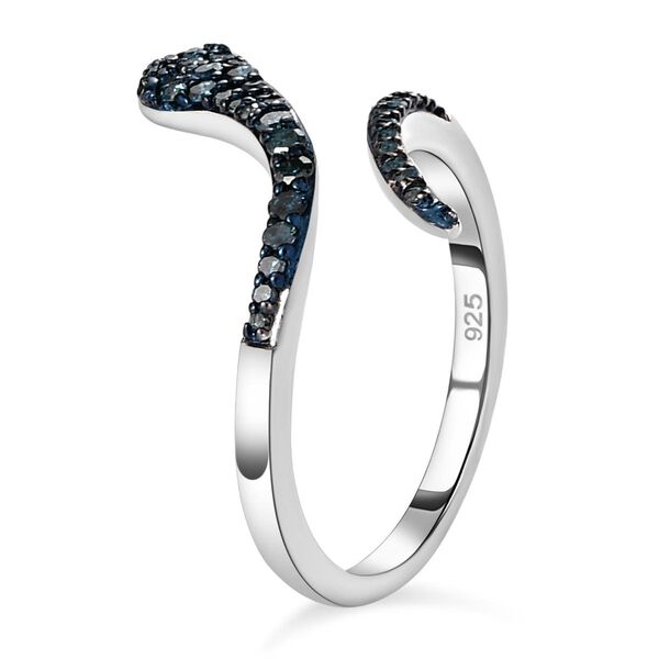 Blauer Diamant-Schlange-Ring, 925 Silber platiniert, 0,25 ct. image number 5