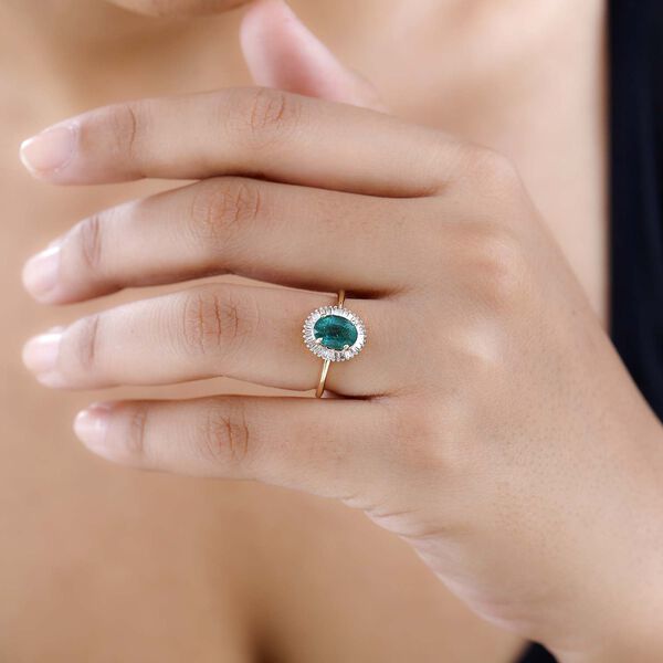 AAA Kagem sambischer Smaragd und Diamant Halo-Ring - 1,43 ct. image number 3