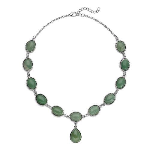 Grüne Aventurin-Halskette, ca. 45 cm, silberfarben ca. 150,00 ct image number 0