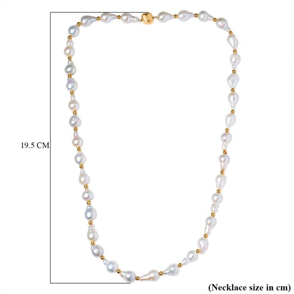 7-9mm wei&szlig;e Barockperlen-Halskette image number 5