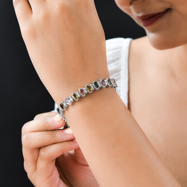 Mehrfach-Turmalin und Zirkon Armband, 19 cm - 12,95 ct. image number 3