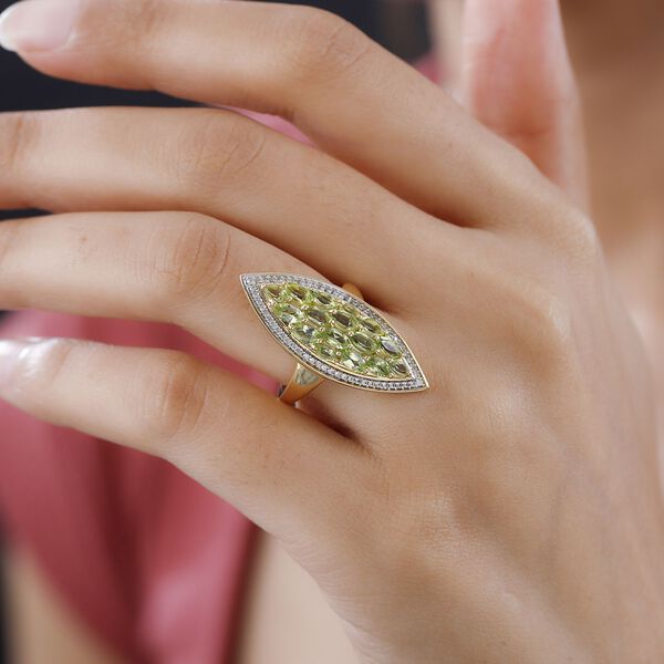 Natürlicher Peridot und Zirkon-Cocktail-Ring - 3,01 ct. image number 3