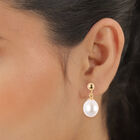 Weiße Süßwasserzucht Perle Ohrhänger 925 Silber Gelbgold-Überzug  image number 2