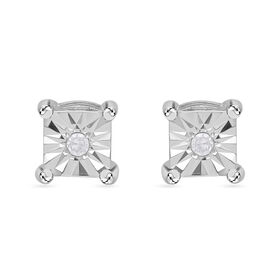 Weiße Diamant Ohrringe, 925 Silber platiniert