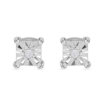 Wei&szlig;e Diamant Ohrringe, 925 Silber platiniert