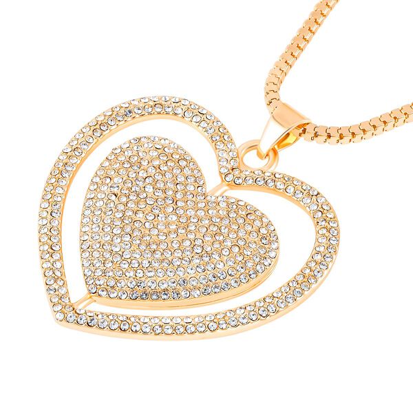 Funkelnder Kristall-Herz-Anhänger mit 73cm Kette in Goldton image number 3