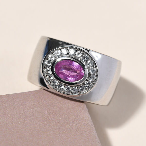 Premium Ilakaka Rosa Saphir und Zirkon Ring, 925 Silber platiniert, 1,43 ct. image number 2
