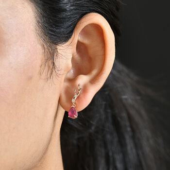 D'Joy afrikanische Rubin und Zirkon 45cm Halskette und Ohrringe