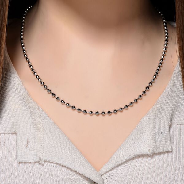 Designer-inspiriert Kugel Halskette ca. 50 cm, 316L Edelstahl ca. 8,00g, Silberfarben image number 3